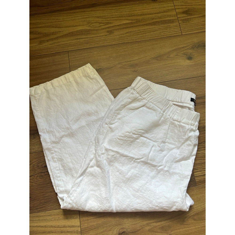 Quince 100% European Linen Wide Leg Crop Pants White Women's Plus Size 2X 23"
